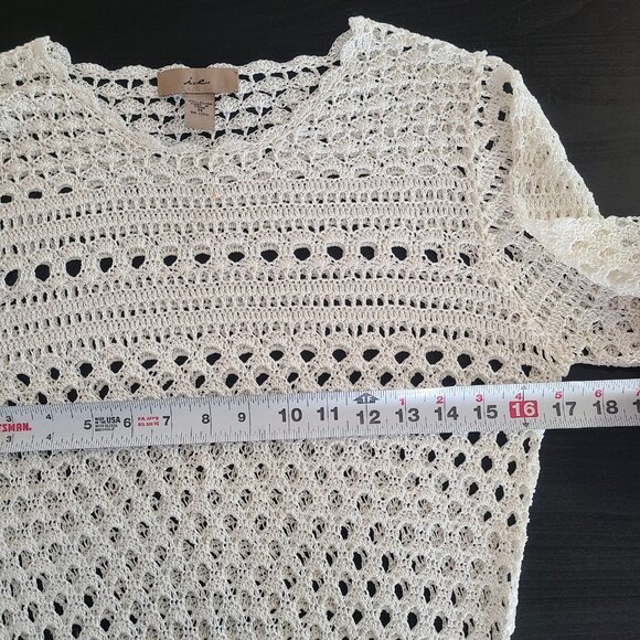 IE Crochet Open Weave Pullover Top Shirt Womens Med Boho Festival - Picture 5 of 10